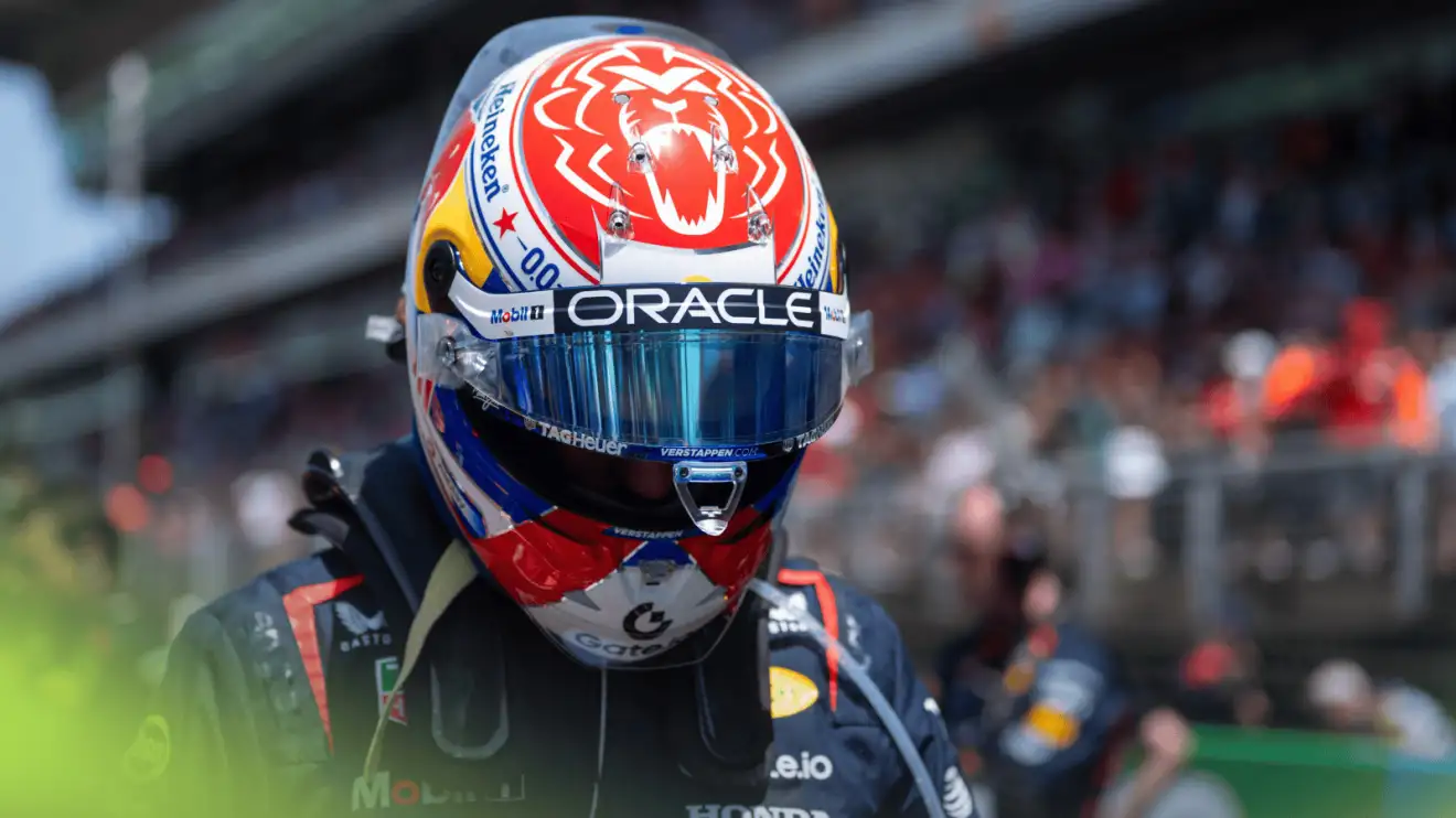 c-359 Max Verstappen lowers his head with the visor of his helmet open on the Spanish GP grid