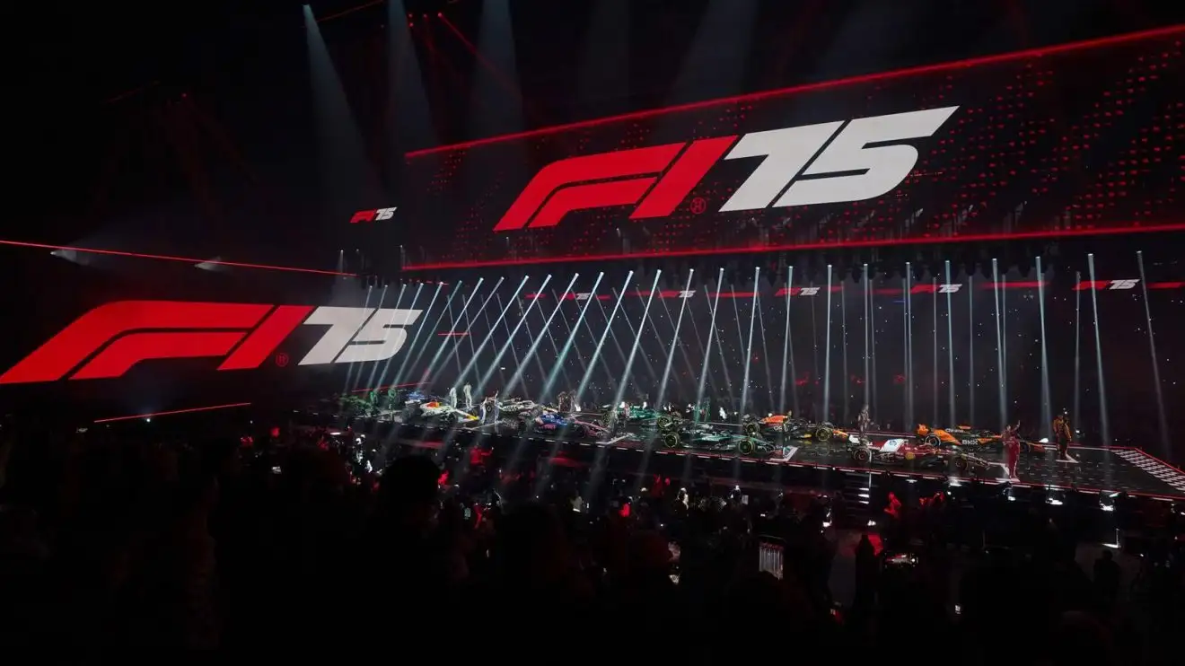 c-551 All 10 teams and their drivers line up with their 2025 season liveries during the F1 75 Live launch event at The O2, London