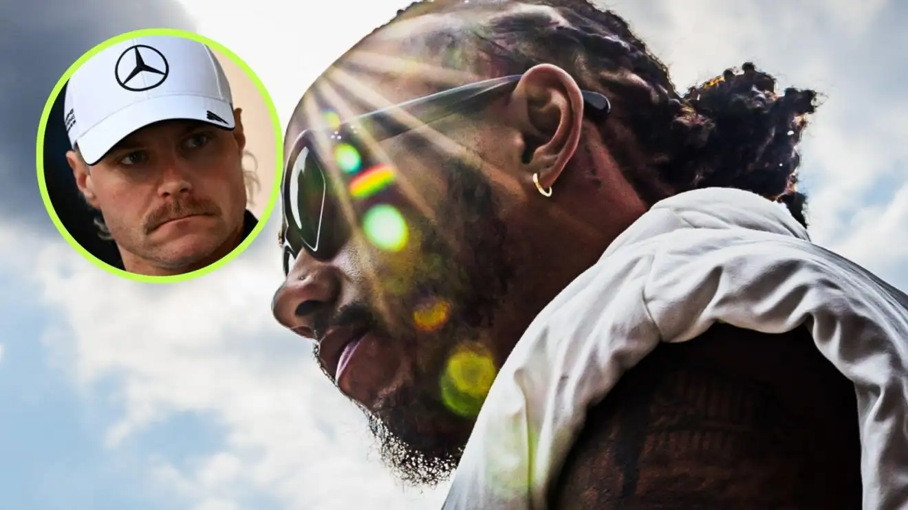 c-578 Lewis Hamilton pictured at the 2024 Dutch Grand Prix, with Valtteri Bottas in a circle top left