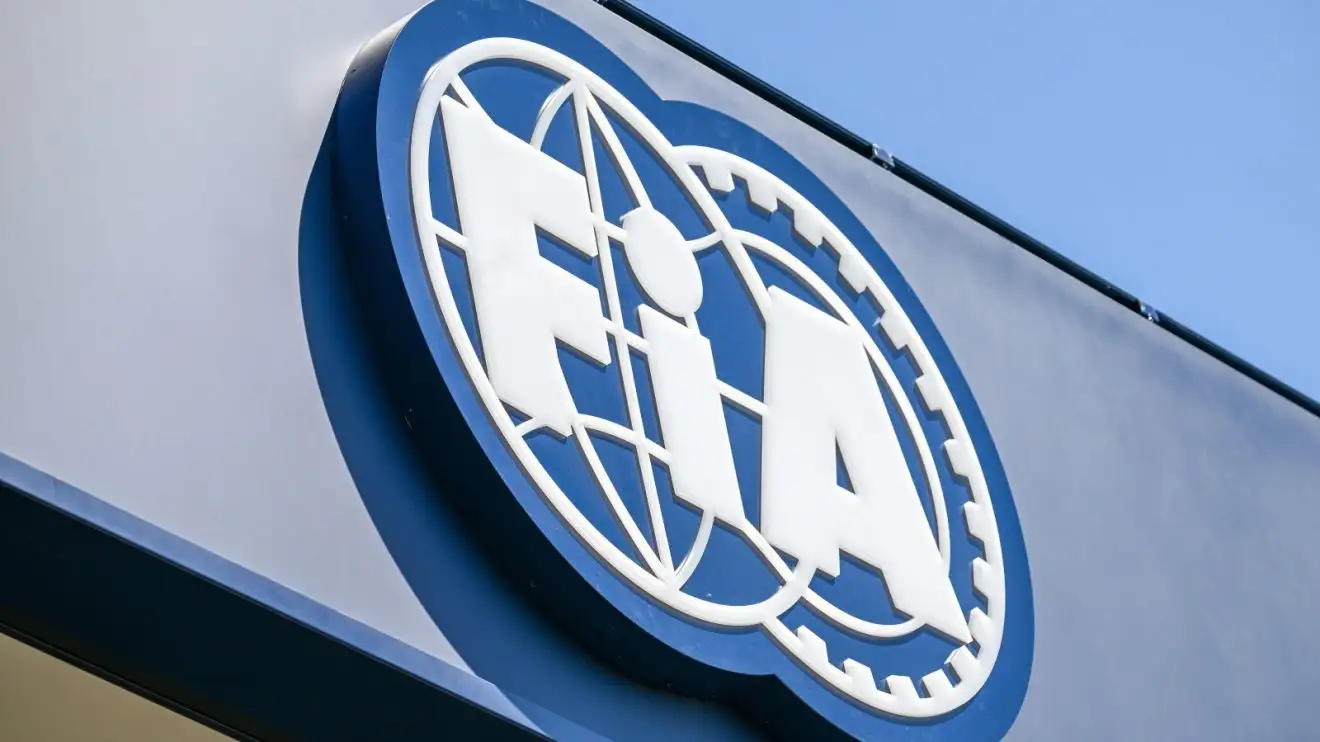 c-671 The FIA logo in the F1 paddock