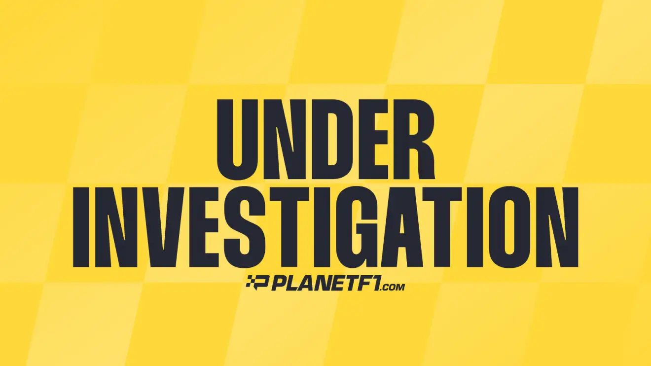 c-841 A bright-yellow image with chequered flag detail and large 'under investigation' lettering and the PlanetF1.com logo