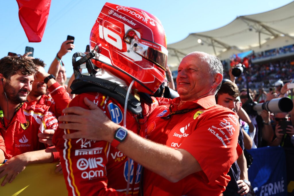 gettyimages-2179854747-1024x683-1 Charles Leclerc and Fred Vasseur of Ferrari celebrate