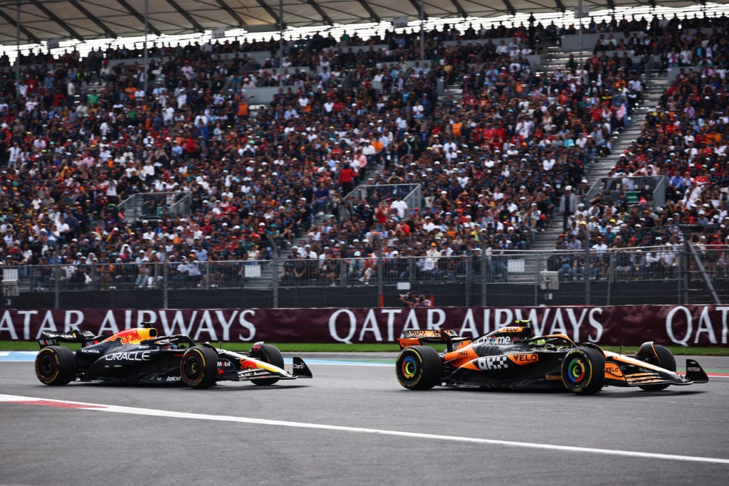 gettyimages-2181392378-1024x683-1 Red Bull driver Max Verstappen follows Lando Norris of McLaren in the 2024 F1 Mexico City Grand Prix