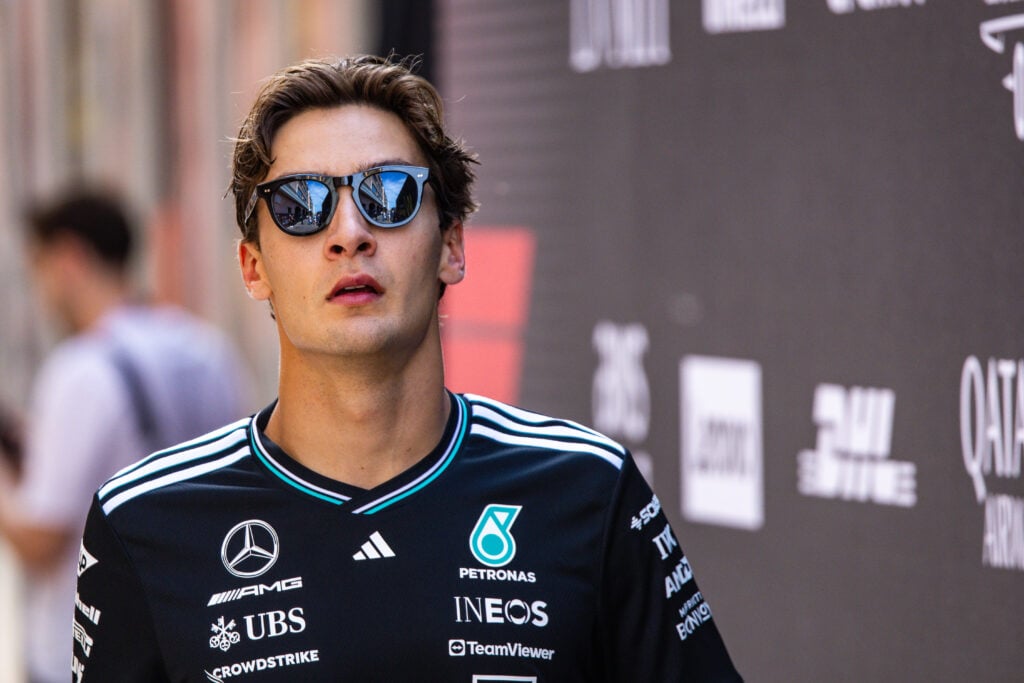 gettyimages-2216850992-1024x683-1 Mercedes driver George Russell reacts after qualifying P14 for the 2025 F1 Monaco Grand Prix