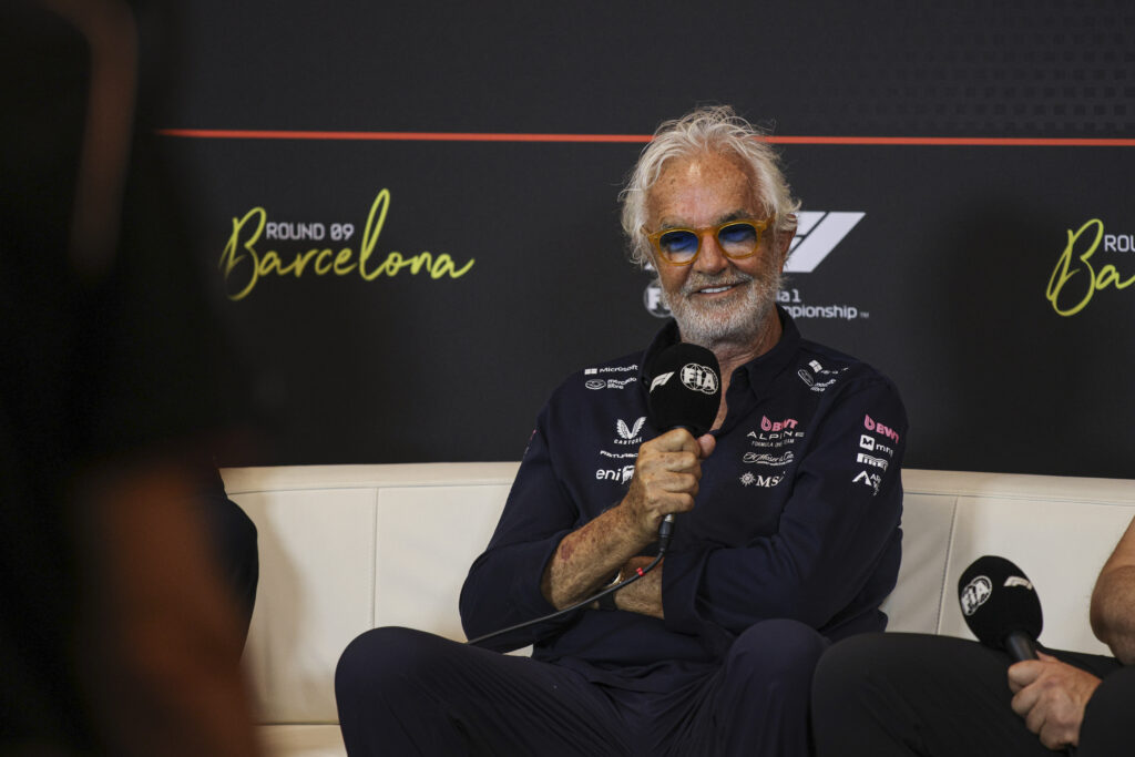 gettyimages-2217110362-1024x683-1 Alpine executive adviser Flavio Briatore speaks in the team principals press conference at the 2025 F1 Spanish Grand Prix