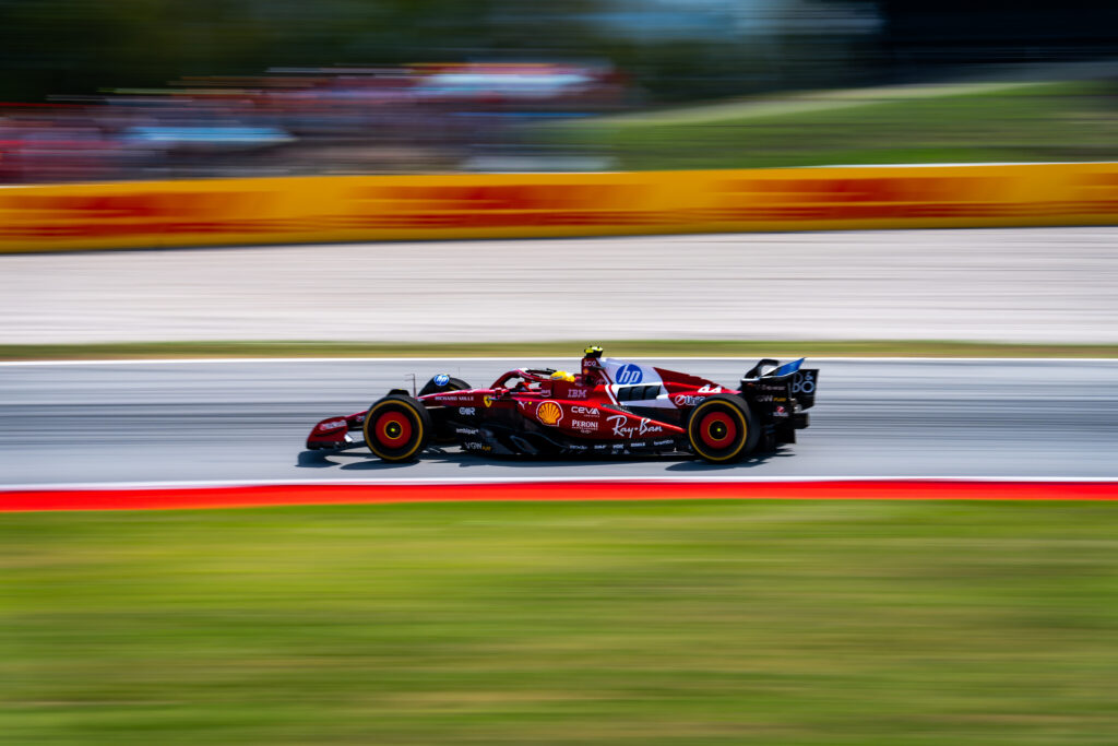 Lewis Hamilton drives the Ferrari F1 car