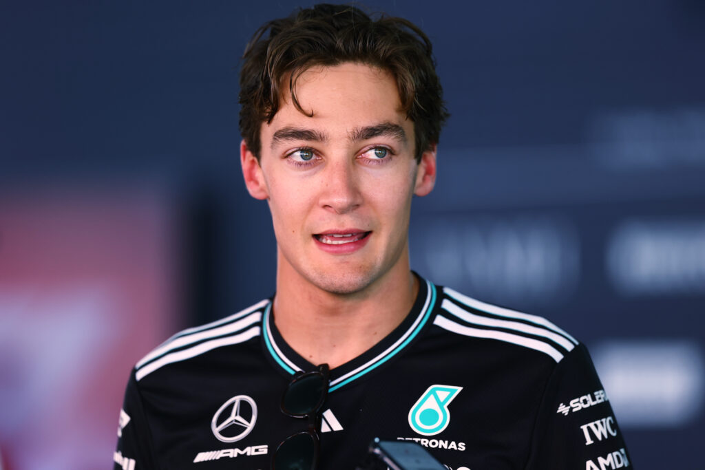 gettyimages-2217837578-1024x683-1 George Russell looking on during practice at the 2025 Spanish Grand Prix