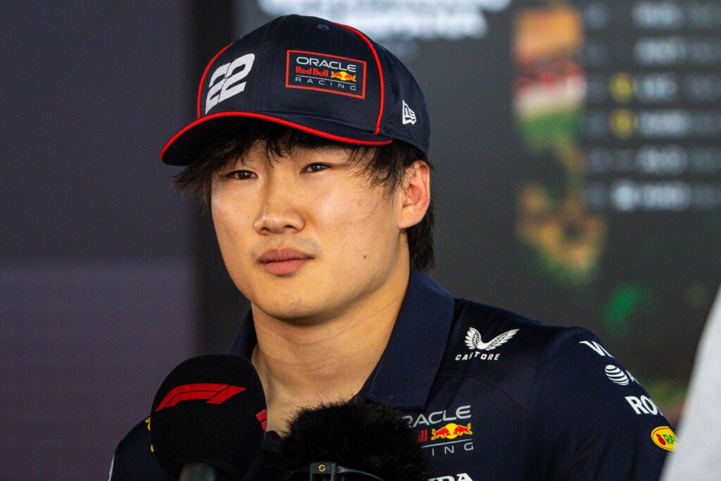 gettyimages-2217968477-1024x683-1 Red Bull driver Yuki Tsunoda speaks to the media after qualifying for the 2025 F1 Spanish Grand Prix