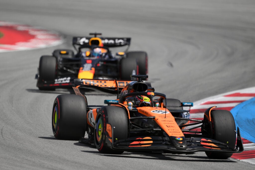 gettyimages-2218091665-1024x683-1 Oscar Piastri leads the Spanish GP from Max Verstappen.