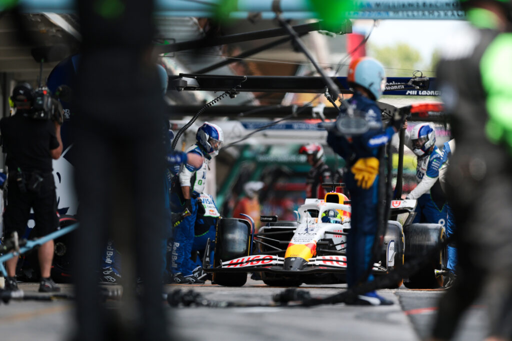 gettyimages-2218098690-1024x683-1 Isack Hadjar in the Racing Bulls pit box at the 2025 Spanish Grand Prix