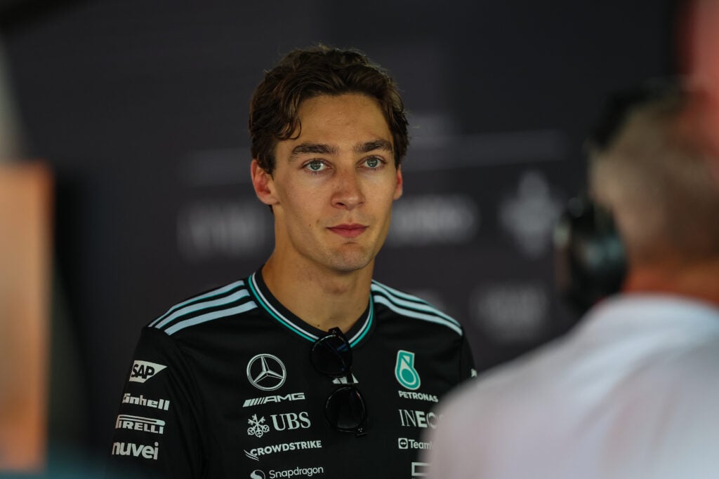 gettyimages-2218112351-1024x683-1 Mercedes driver George Russell in his press conference at the 2025 Spanish Grand Prix