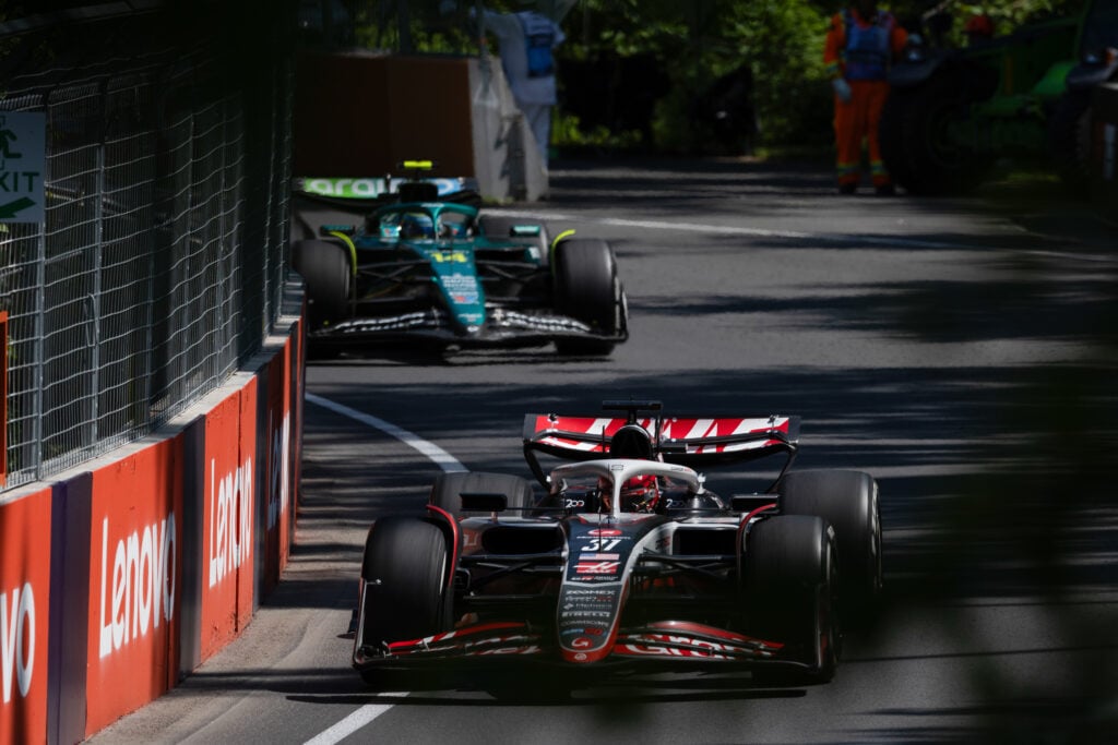 gettyimages-2219650192-1024x683-1 Haas driver Esteban Ocon leads Fernando Alonso of Aston Martin during the 2025 F1 Canadian Grand Prix