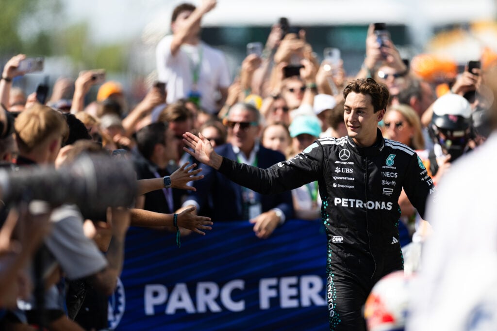 gettyimages-2219655390-1024x683-1 Mercedes driver George Russell celebrates winning the 2025 F1 Canadian Grand Prix