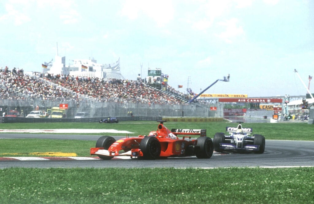 gettyimages-52933838-1024x666-1 Ferrari driver Michael Schumacher leads Ralf Schumacher of BMW Williams in the 2001 F1 Canadian Grand Prix